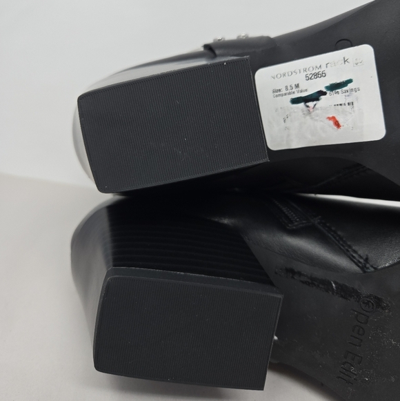 Open Edit Womens Enzo Western Flare Boots Sz 8.5M Black Leather Side Harness - Picture 6 of 11